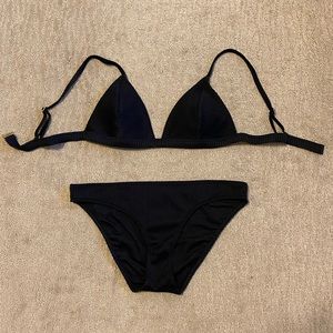 Hollister Black Ribbed Two Piece Bikini Swimsuit
